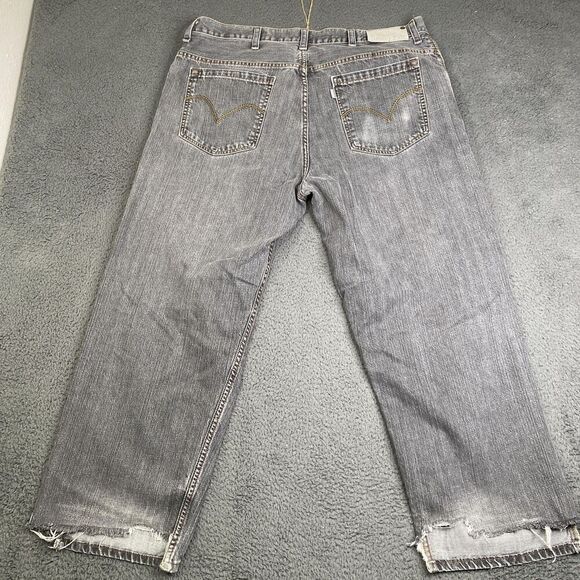 Vintage Levis SilverTab Jeans Mens 40x30 Gray Baggy Fit Distressed Y2k 90s Denim - Picture 13 of 16